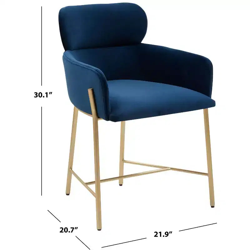Fauteuil de salle à manger en velours, accoudoir, coussins attachés, dossier incurvé