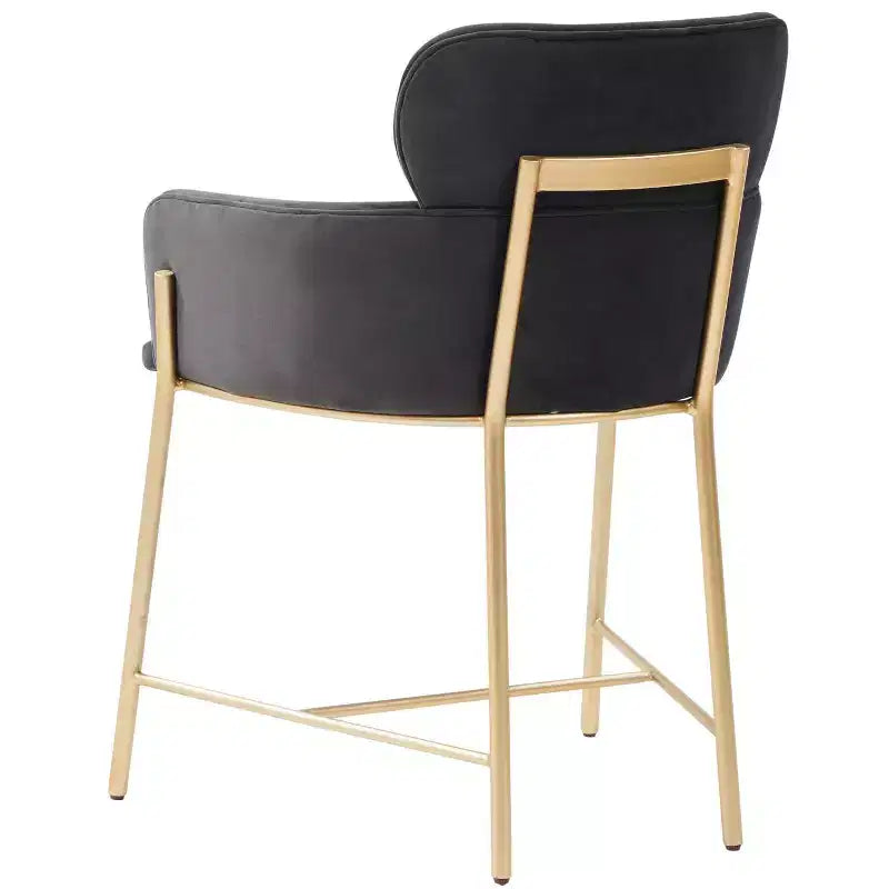 Fauteuil de salle à manger en velours, accoudoir, coussins attachés, dossier incurvé