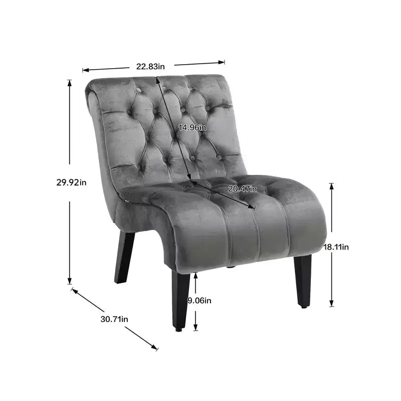 Fauteuil d'appoint moderne en velours sans accoudoirs, en tissu rembourré capitonné confortable