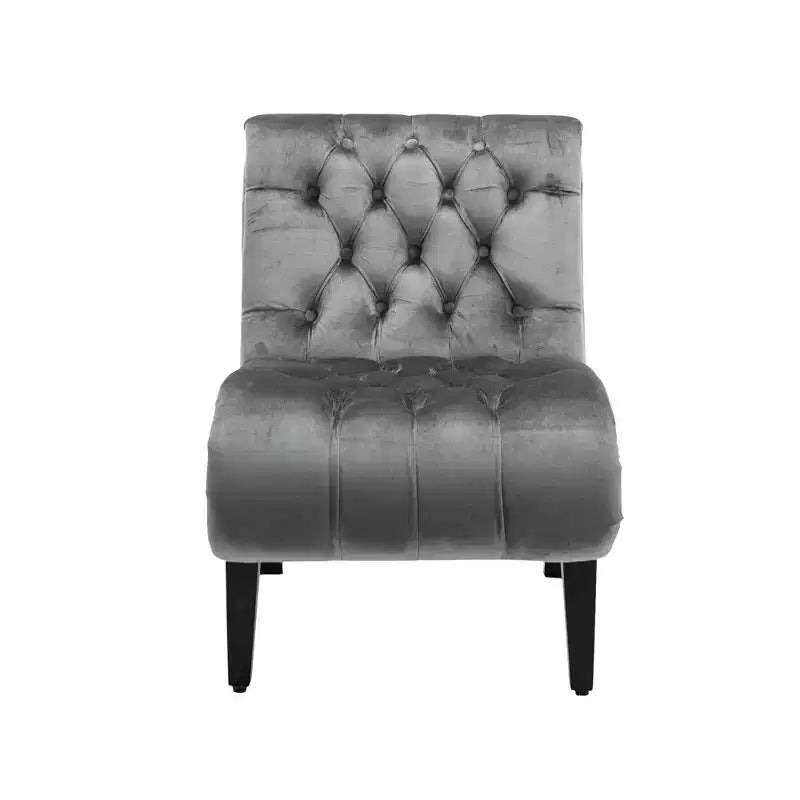 Fauteuil d'appoint moderne en velours sans accoudoirs, en tissu rembourré capitonné confortable