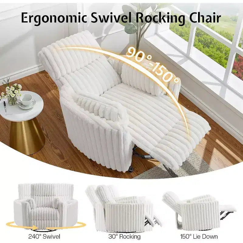 Fauteuil inclinable électrique de crèche, fauteuil à bascule pivotant électrique avec USB et Type-C
