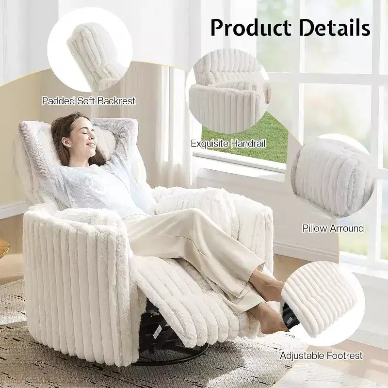 Fauteuil inclinable électrique de crèche, fauteuil à bascule pivotant électrique avec USB et Type-C