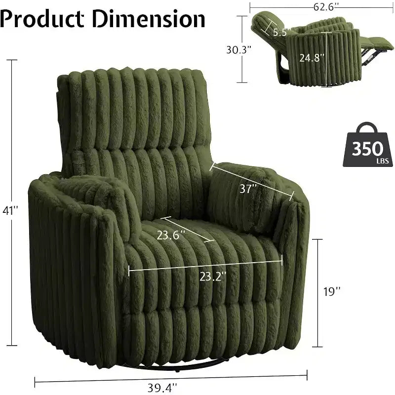 Fauteuil inclinable électrique de crèche, fauteuil à bascule pivotant électrique avec USB et Type-C