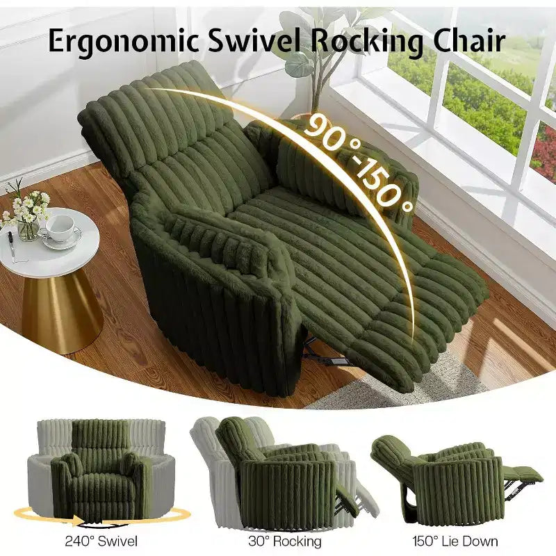 Fauteuil inclinable électrique de crèche, fauteuil à bascule pivotant électrique avec USB et Type-C