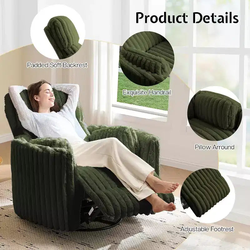 Fauteuil inclinable électrique de crèche, fauteuil à bascule pivotant électrique avec USB et Type-C