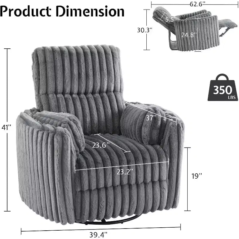 Fauteuil inclinable électrique de crèche, fauteuil à bascule pivotant électrique avec USB et Type-C