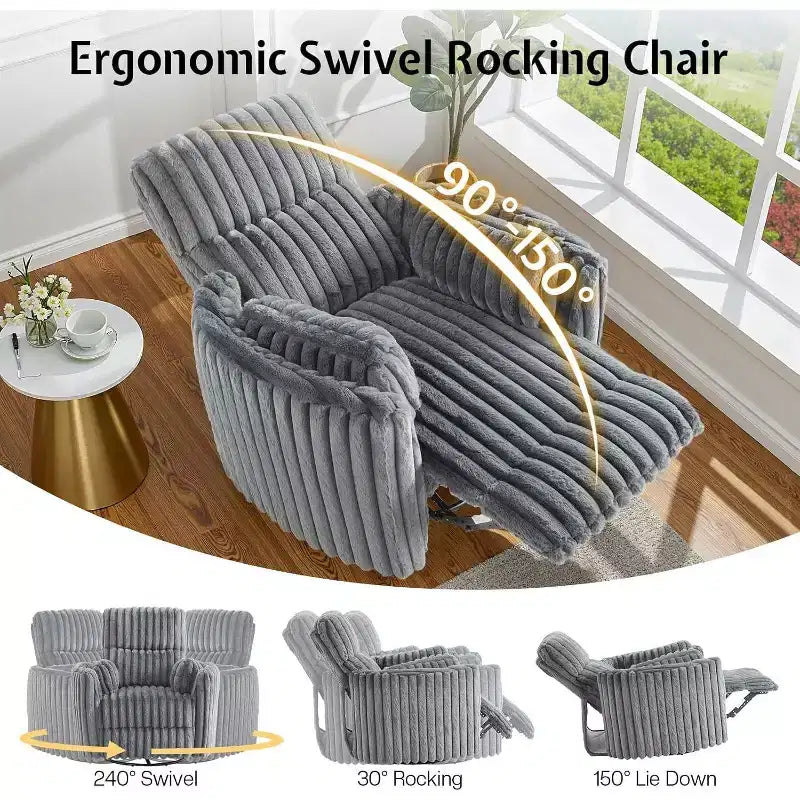 Fauteuil inclinable électrique de crèche, fauteuil à bascule pivotant électrique avec USB et Type-C