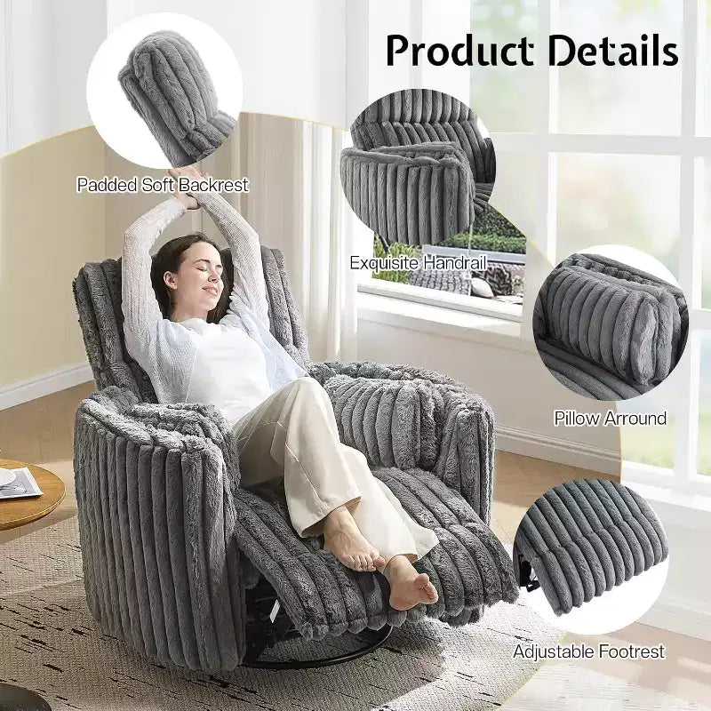Fauteuil inclinable électrique de crèche, fauteuil à bascule pivotant électrique avec USB et Type-C