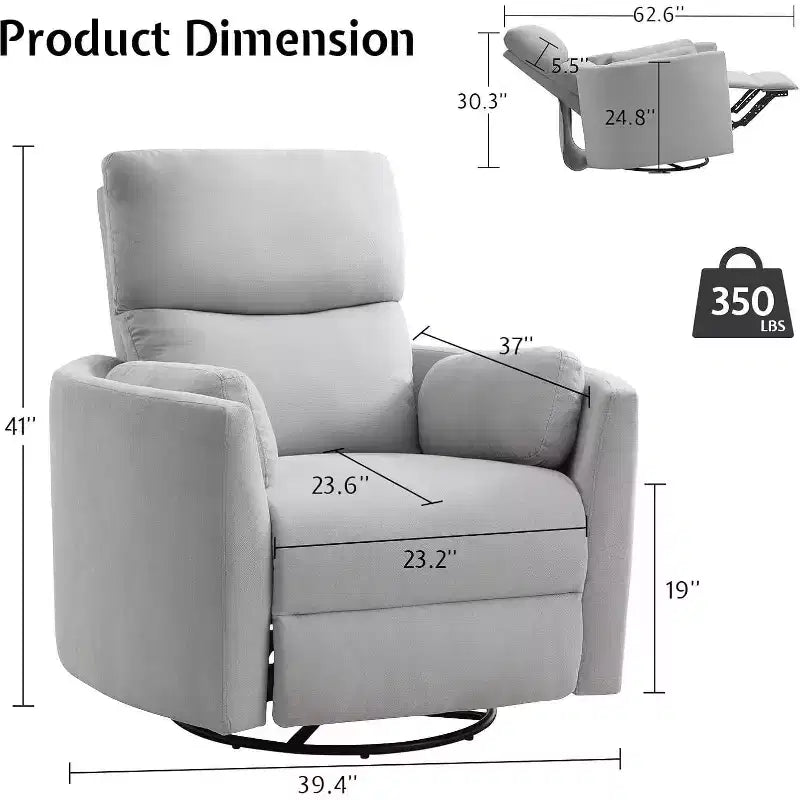 Fauteuil inclinable électrique de crèche, fauteuil à bascule pivotant électrique avec USB et Type-C