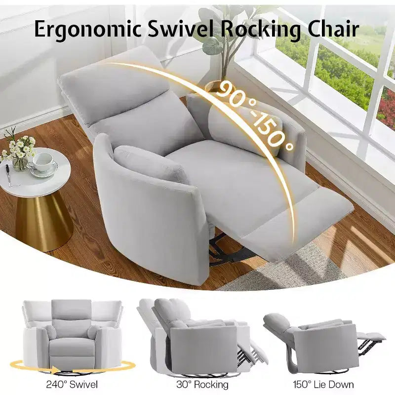Fauteuil inclinable électrique de crèche, fauteuil à bascule pivotant électrique avec USB et Type-C