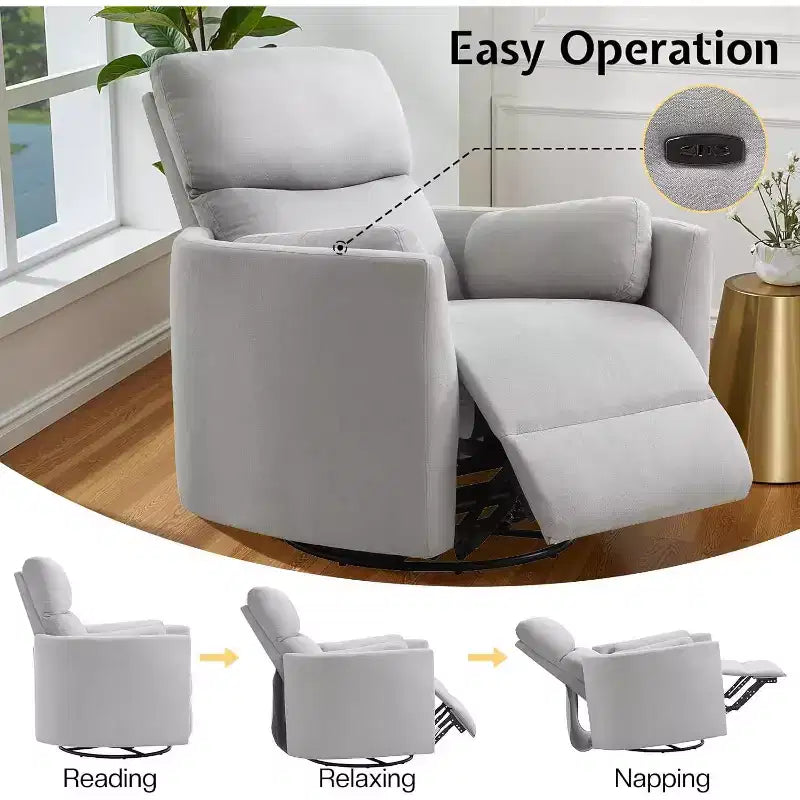 Fauteuil inclinable électrique de crèche, fauteuil à bascule pivotant électrique avec USB et Type-C