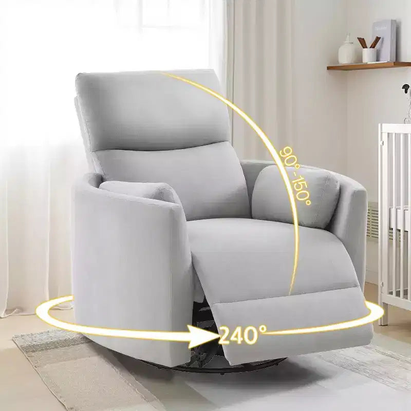 Fauteuil inclinable électrique de crèche, fauteuil à bascule pivotant électrique avec USB et Type-C