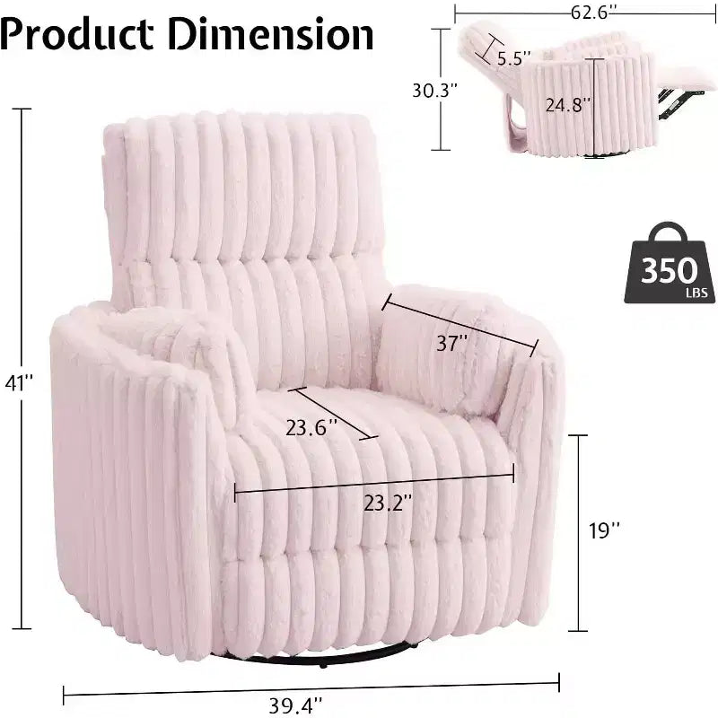 Fauteuil inclinable électrique de crèche, fauteuil à bascule pivotant électrique avec USB et Type-C