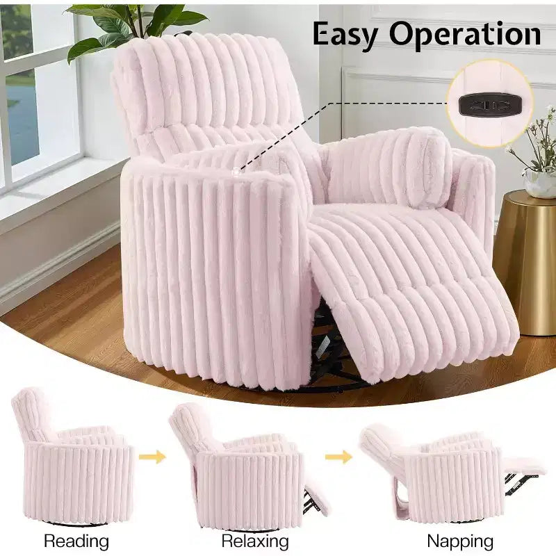 Fauteuil inclinable électrique de crèche, fauteuil à bascule pivotant électrique avec USB et Type-C