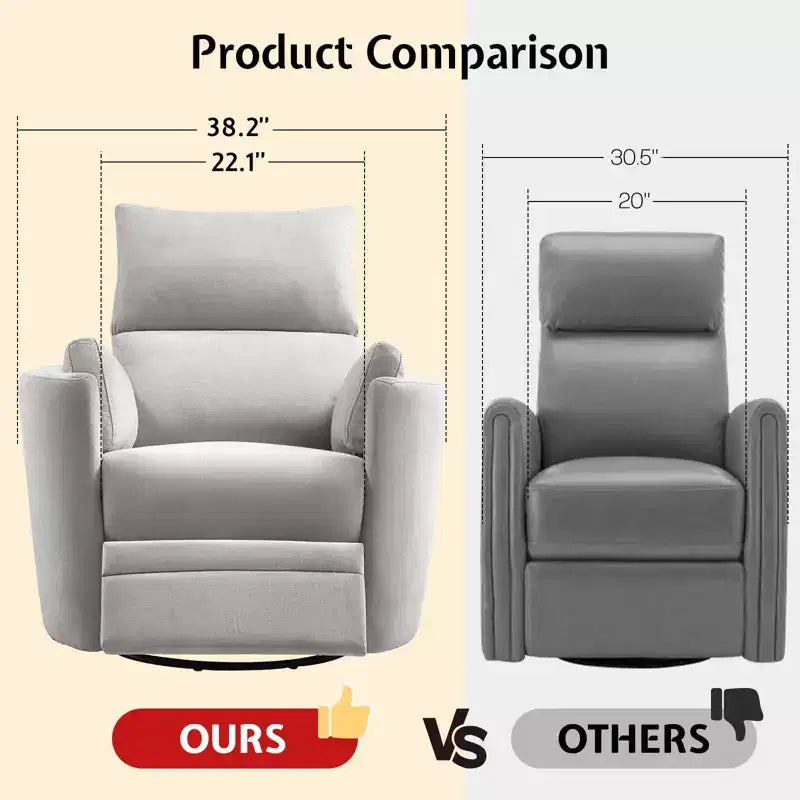 Fauteuil inclinable électrique de crèche, fauteuil à bascule pivotant électrique avec USB et Type-C
