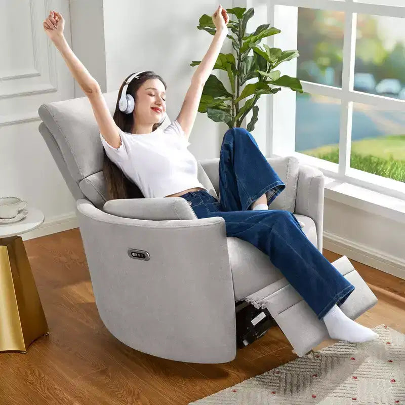 Fauteuil inclinable électrique de crèche, fauteuil à bascule pivotant électrique avec USB et Type-C