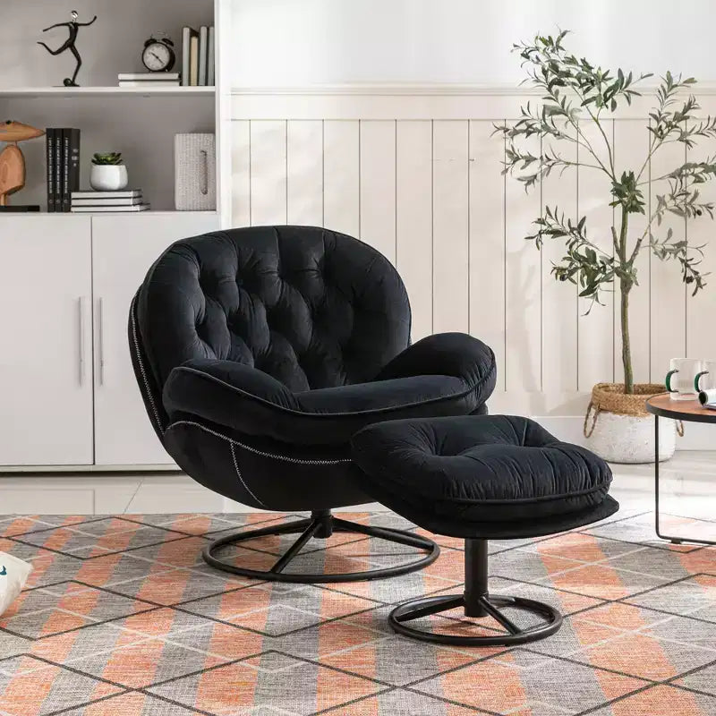 Fauteuils d'appoint modernes pour chambre à coucher avec ottoman, fauteuil de loisirs