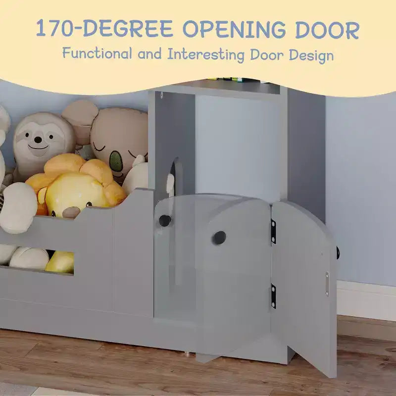 Étagère à livres pour enfants à 2 niveaux - Organiseur de jouets en bois avec lumière à détecteur de mouvement