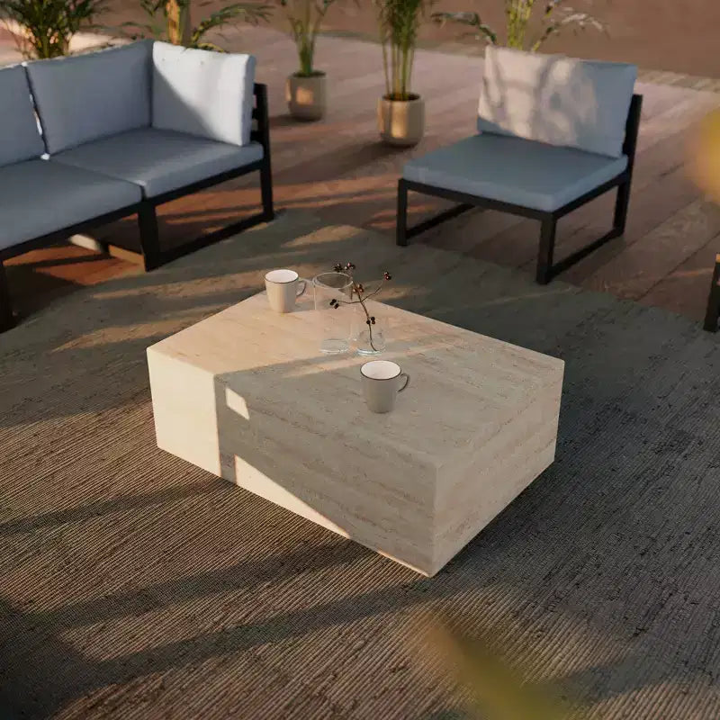 Table basse ronde - Table d'appoint décorative intérieure et extérieure pour salon, terrasse