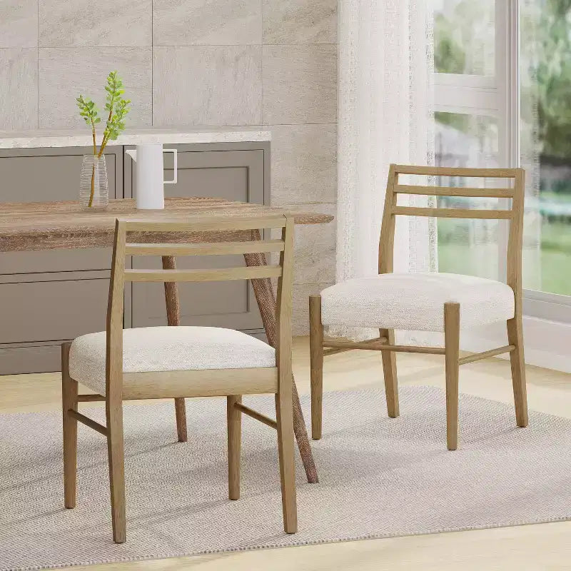 Chaises de salle à manger rembourrées en bois d'hévéa, style ferme