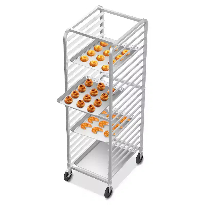 ROVSUN Sheet Bun Pan Speed Bakery Tray Racks, Commercial Stainless Steel Baking Racks with Brake Wheels, Push Bread Tray Food Cart