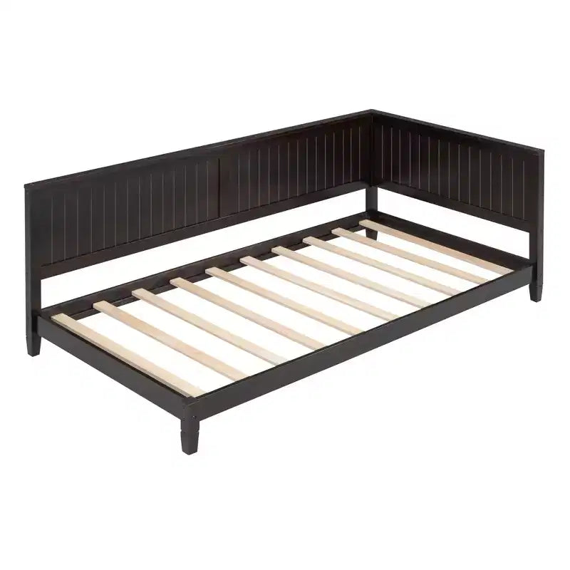Lit de repos en bois double/grand format, cadre de lit futon en forme de L