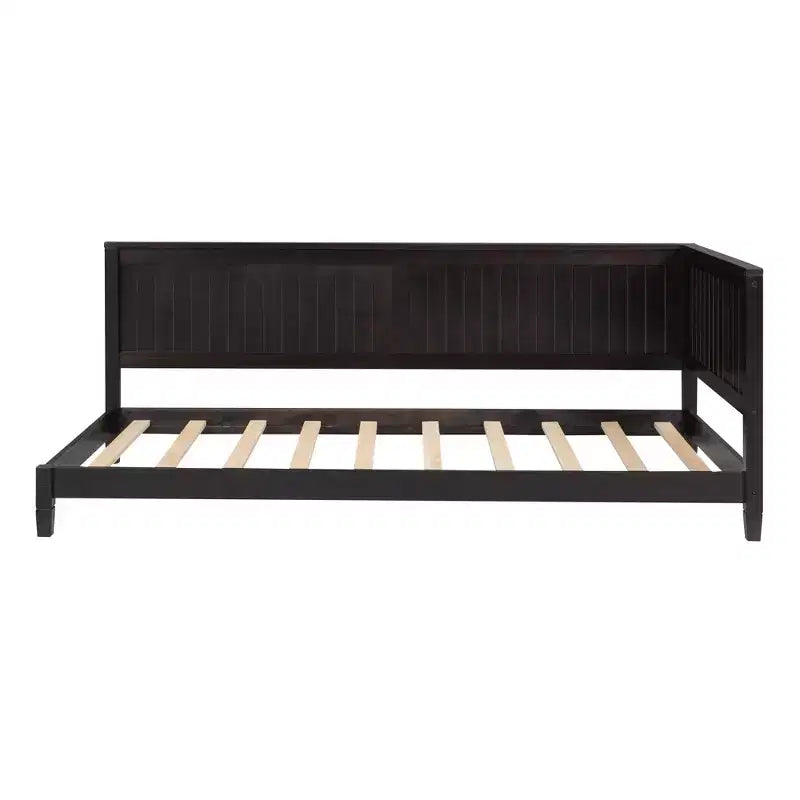 Lit de repos en bois double/grand format, cadre de lit futon en forme de L