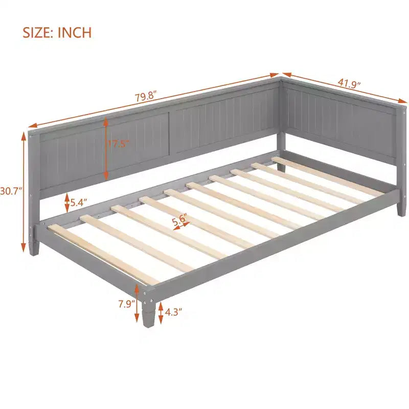Lit de repos en bois double/grand format, cadre de lit futon en forme de L