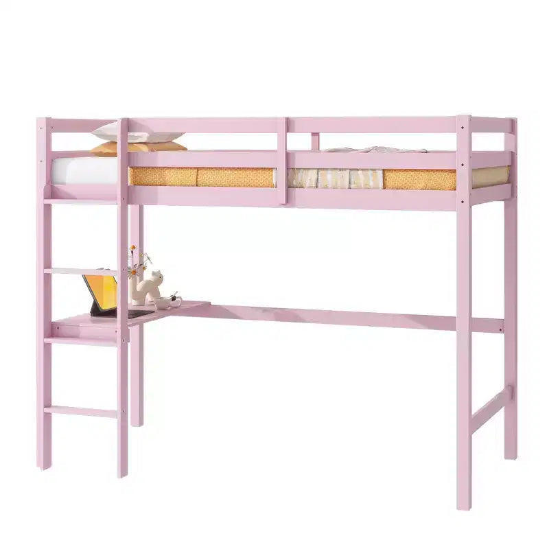 Lit mezzanine double/simple avec bureau et étagères, lits mezzanine robustes en bois