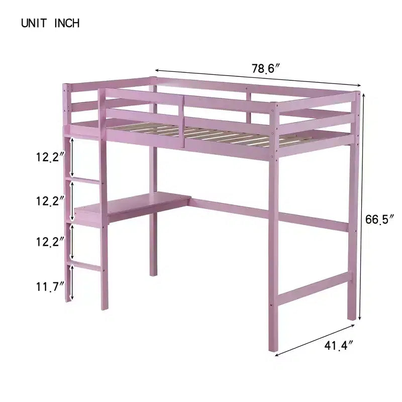 Lit mezzanine double/simple avec bureau et étagères, lits mezzanine robustes en bois