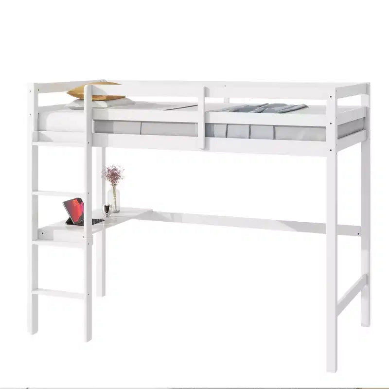 Lit mezzanine double/simple avec bureau et étagères, lits mezzanine robustes en bois