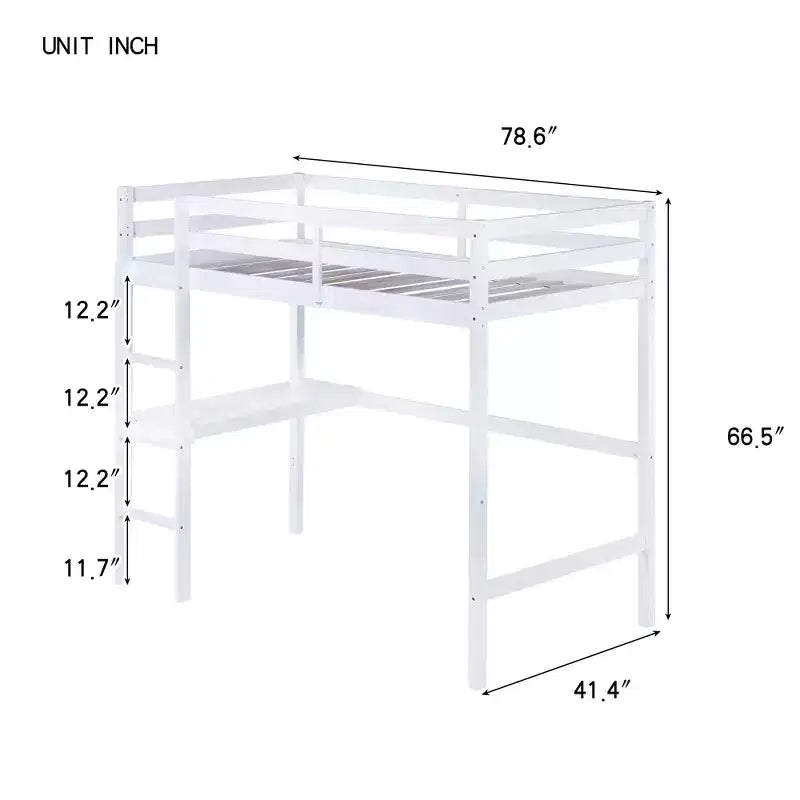 Lit mezzanine double/simple avec bureau et étagères, lits mezzanine robustes en bois