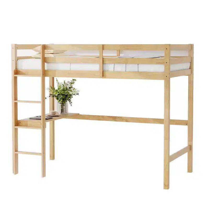 Lit mezzanine double/simple avec bureau et étagères, lits mezzanine robustes en bois