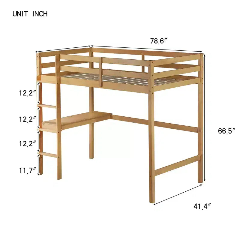 Lit mezzanine double/simple avec bureau et étagères, lits mezzanine robustes en bois