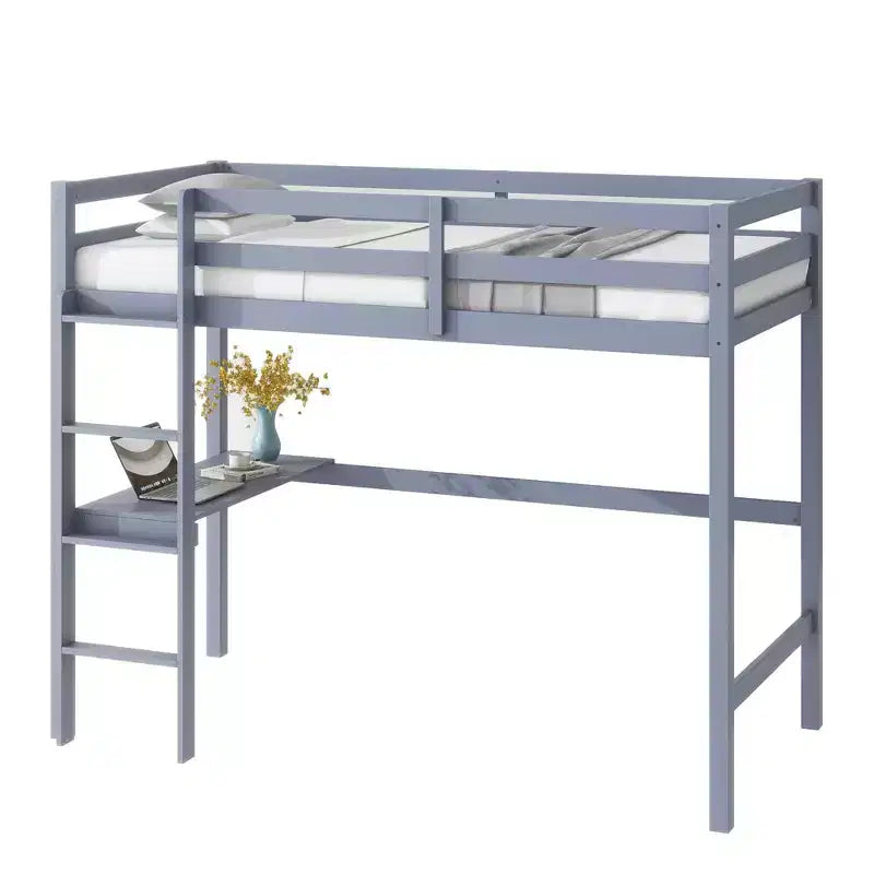 Lit mezzanine double/simple avec bureau et étagères, lits mezzanine robustes en bois