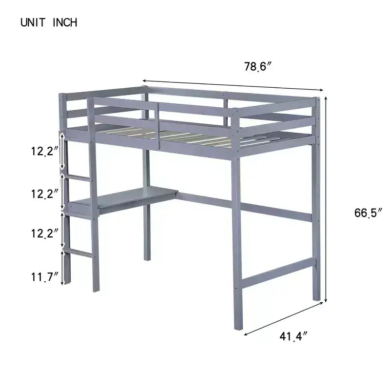 Lit mezzanine double/simple avec bureau et étagères, lits mezzanine robustes en bois