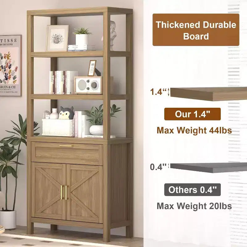 Étagère à 3 niveaux avec lumières LED, étagère de présentation en bois de 147 cm de haut