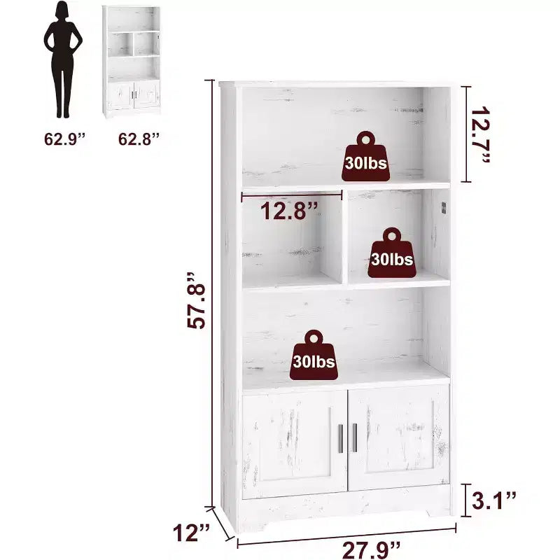 Étagère à 3 niveaux avec lumières LED, étagère de présentation en bois de 147 cm de haut