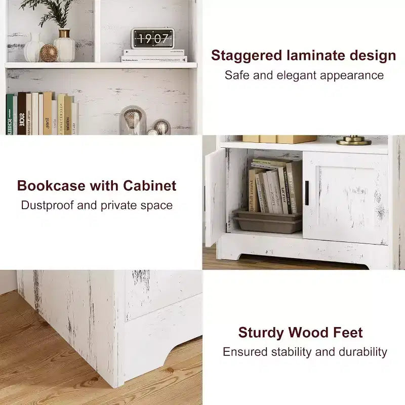 Étagère à 3 niveaux avec lumières LED, étagère de présentation en bois de 147 cm de haut