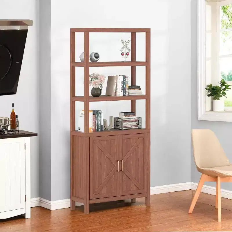 Étagère à 3 niveaux avec lumières LED, étagère de présentation en bois de 147 cm de haut
