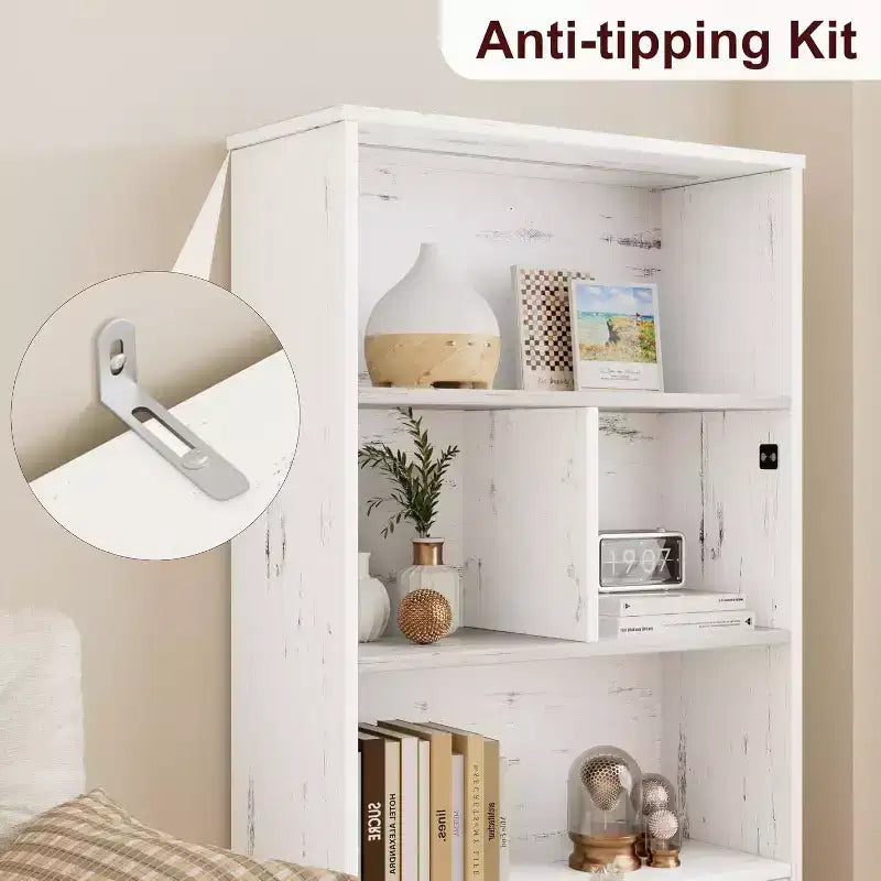 Étagère à 3 niveaux avec lumières LED, étagère de présentation en bois de 147 cm de haut
