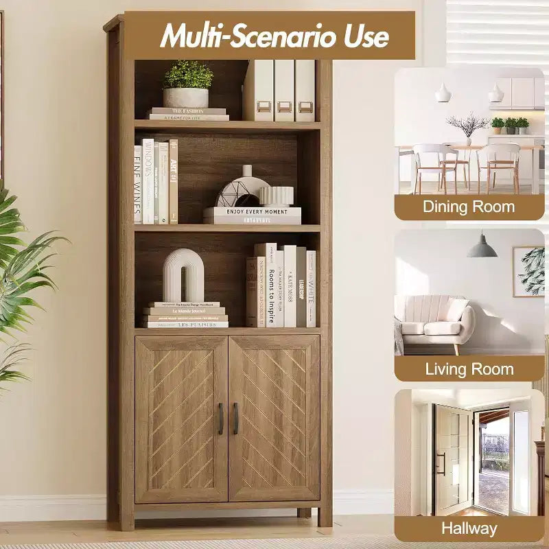 Étagère à 3 niveaux avec lumières LED, étagère de présentation en bois de 147 cm de haut
