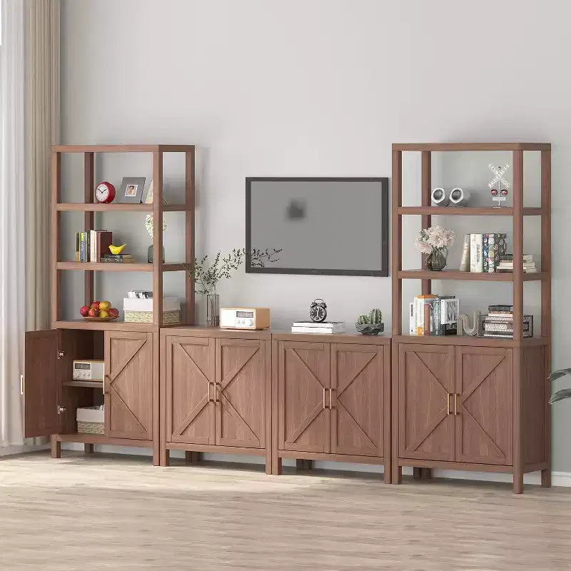 Étagère à 3 niveaux avec lumières LED, étagère de présentation en bois de 147 cm de haut