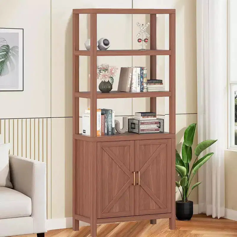 3 Tier Bookshelf with LED Lights, 57.8 Inch Tall Wooden Display Shelf, Open Storage Shelf, Bedroom, Living Room, Office