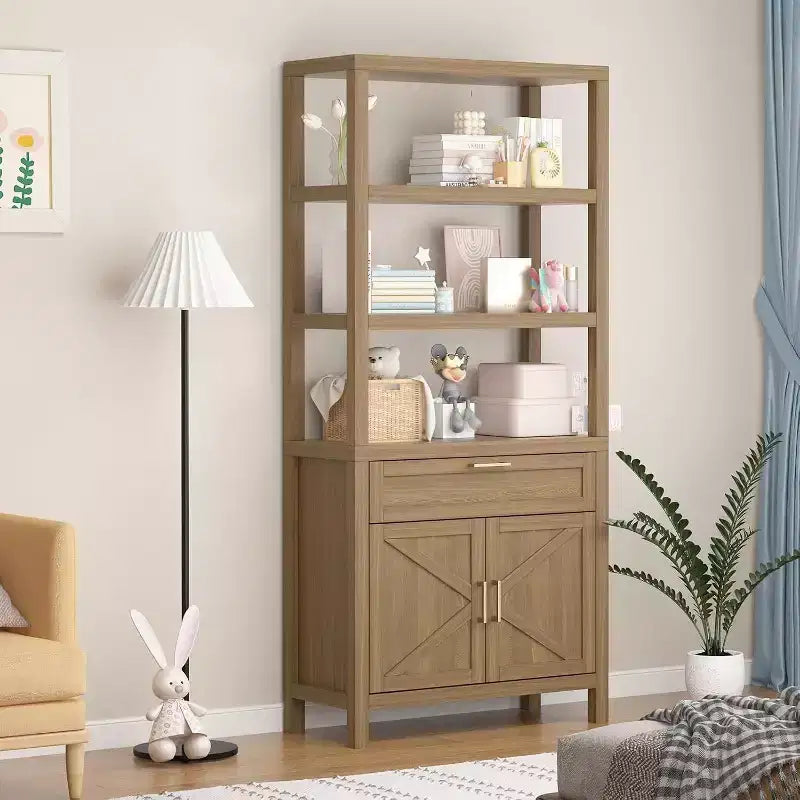 Étagère à 3 niveaux avec lumières LED, étagère de présentation en bois de 147 cm de haut
