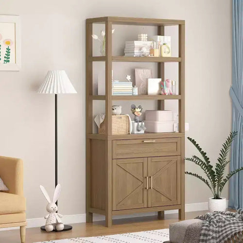 Étagère à 3 niveaux avec lumières LED, étagère de présentation en bois de 147 cm de haut
