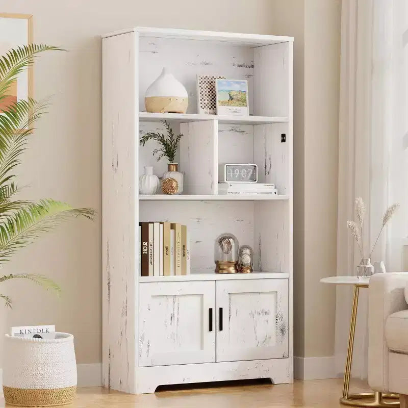 Étagère à 3 niveaux avec lumières LED, étagère de présentation en bois de 147 cm de haut