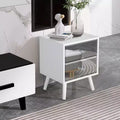 Tables de chevet/d'appoint modernes avec miroir et 2 tiroirs, pieds en bois massif, blanc