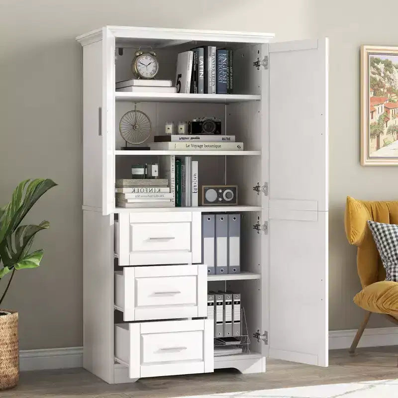 Meuble de rangement haut de salle de bain en bois moderne avec tiroirs et étagères réglables