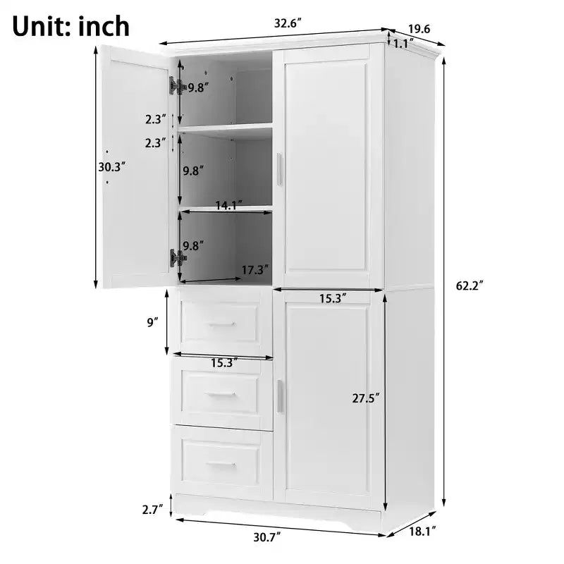 Meuble de rangement haut de salle de bain en bois moderne avec tiroirs et étagères réglables